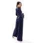 & Other Stories jumpsuit with half belt detail and split sleeves in dark blue 38 - фото #8