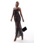 ASOS DESIGN sheer cup detail maxi dress with body in dark animal print