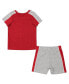 Infant Boys and Girls Scarlet, Heather Gray Ohio State Buckeyes Norman T-shirt and Shorts Set