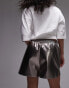 Фото #5 товара Topshop faux leather runner short in gunmetal