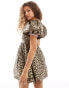 Фото #4 товара Sister Jane puff sleeve bubble jacquard mini dress in leopard