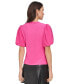 ფოტო #2 პროდუქტის Women's Puff-Sleeve Ribbed Henley Shirt