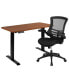 Electric Height Adjustable Standing Desk With Mesh Executive Chair