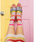 ფოტო #3 პროდუქტის Women's Candy Stripe Ruffle Sheer Sock