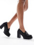 New Look chunky heeled loafer in black