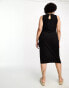 Simply Be textured jersey midi dress in black