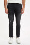 Фото #2 товара Pedro Slim Fit Normal Bel Dar Paça Yırtık Detaylı Siyah Jean Pantolon