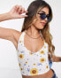 Glamorous halter neck crop top in sunflower rib co-ord SUNFLOWER RIB, 32 - фото #1