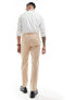 ASOS DESIGN slim herringbone suit trouser with linen in stone