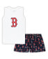 ფოტო #2 პროდუქტის Women's White, Navy Boston Red Sox Plus Size Tank Top and Shorts Sleep Set
