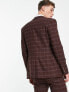 Noak wool-rich skinny suit jacket in burgundy check