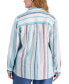 Фото #2 товара Plus Size Striped Linen Button-Front Shirt, Created for Macy's