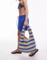 Фото #2 товара Topshop Tilly straw scoop shoulder bag in blue stripe