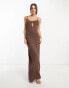 Фото #8 товара NA-KD x Annijor maxi dress with cut out detail in brown