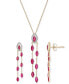 ფოტო #5 პროდუქტის Ruby (2-1/3 ct. t.w.) & Diamond (1/10 ct. t.w.) Navette Dangling Chain 18" Pendant Necklace in 14k Gold