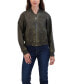 ფოტო #1 პროდუქტის Women's Distressed Faux Leather Bomber