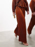 Фото #3 товара ASOS EDITION wide leg plisse pleat front trouser in rust