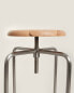 Steel and oak adjustable high stool