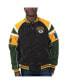 Фото #1 товара Men's Black Green Bay Packers Faux Suede Raglan Full-Zip Varsity Jacket