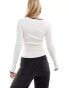 New Look sweetheart neck knitted top in white