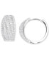 Фото #1 товара Cubic Zirconia Round & Baguette Swirl Small Hoop Earrings in Sterling Silver, 0.59"