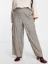 Фото #4 товара Yours wide leg tailored trousers in beige check