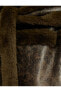 Suni Deri Kaban Ekstra Uzun Suni Kürk Şeritli Eskitilmiş Görünümlü Kemer Detaylı Cepli Düğmeli