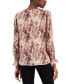 ფოტო #2 პროდუქტის Women's Printed V-Neck Smocked Cuff Top