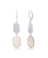 Фото #1 товара Sterling Silver Polsihed and White Mother of Pearl Earrings