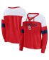 Фото #1 товара Women's Red, White St. Louis Cardinals Even Match Lace-Up Long Sleeve V-Neck T-shirt