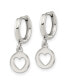 Stainless Steel Polished Cut Out Heart Dangle Hoop Earrings