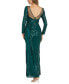 Фото #2 товара Women's Sequin Long-Sleeve Illusion Gown
