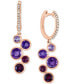 ფოტო #1 პროდუქტის Multi-Gemstone (2-1/2 ct. t.w.) & Diamond (1/10 ct. t.w.) Bezel Dangle Hoop Drop Earrings in 14k Rose Gold