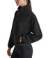 Women's Mock Neck Full Zip Jacket with Woven Piecing