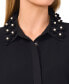 Women's Floral-Appliqué Collared Long-Sleeve Blouse