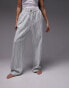 Фото #8 товара Topshop pull on towelling stripe wide leg trouser in white