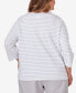 Фото #2 товара Plus Size Charleston Striped Embroidered Top