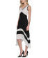 Women's Pleated Colorblocked A-Line Dress