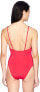 Фото #2 товара Trina Turk Women's 189423 Red High Leg Tie Front One Piece Swimsuit Size 2