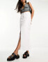 Pimkie asymmetric seam detail maxi denim skirt in white wash