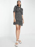 Фото #10 товара Topshop frill detail mini tea dress in mono floral print