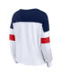 ფოტო #2 პროდუქტის Women's White, Navy New England Patriots Even Match Lightweight Lace-Up Long Sleeve Top