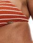 Free Society stripe crinkle crop bikini top in rust