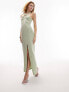 Topshop ring detail maxi dress in sage