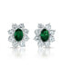 Фото #1 товара Sterling Silver White Gold Plated Flower Shape Earrings