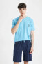 Фото #3 товара Пижама Regular Fit с короткими рукавами и шортами defacto C2878AX24SM