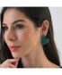 Women's Green Enamel Heart Stud Earrings