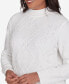 Women's Classic Chenille Diamond Stitch Turtleneck Sweater Розовый, M - фото #10