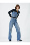 Фото #15 товара Straight Jean Kot Pantolon Yüksek Bel Düz Paça - Eve Jeans