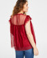 Фото #4 товара Women's Tulle Flutter-Sleeve Top, Created for Macy's
